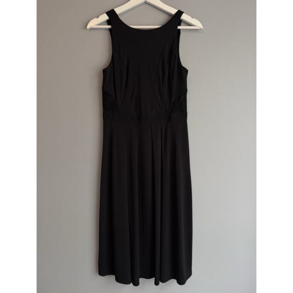 Ashley Beyond Black Midi Dress Size 4 Sleeveless Fit Flare Minimalist Workwear